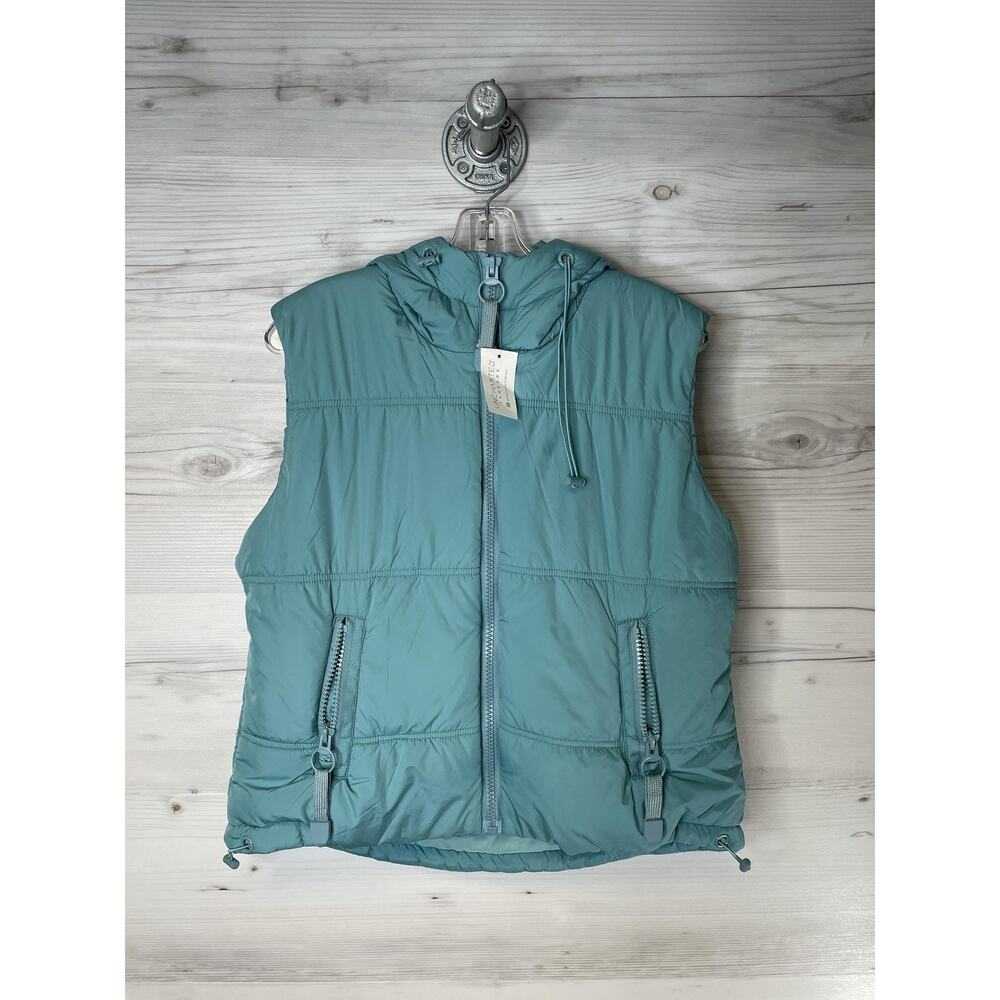 Uncharted Threads Womens Small Hooded Puffer Vest Blue Teal Outdoor‎ WS2648-PS